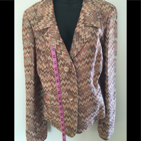 DANA BUCHNAN METALIC CHEVRON DAGGER COLLAR JACKET. - Picture 2 of 8